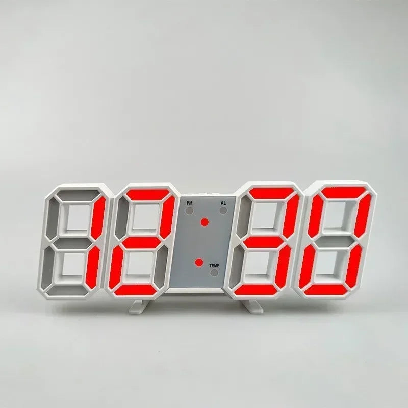 Reloj Despertador Digital LED 3D - Alarma Pared Temperatura Fecha Hogar Oficina - zyntrixe