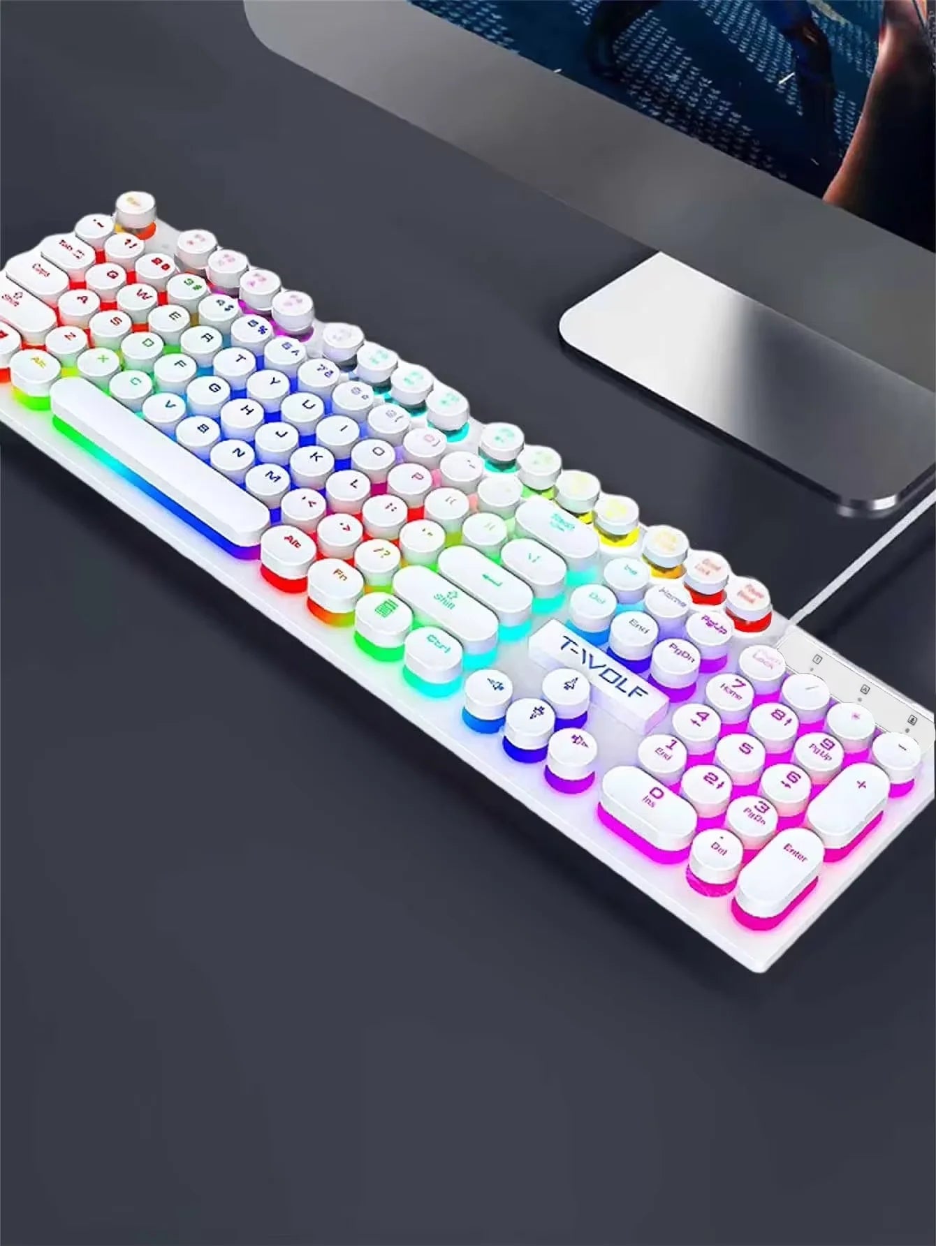 Teclado Mecánico Gaming RGB 104 Teclas USB Retroiluminado