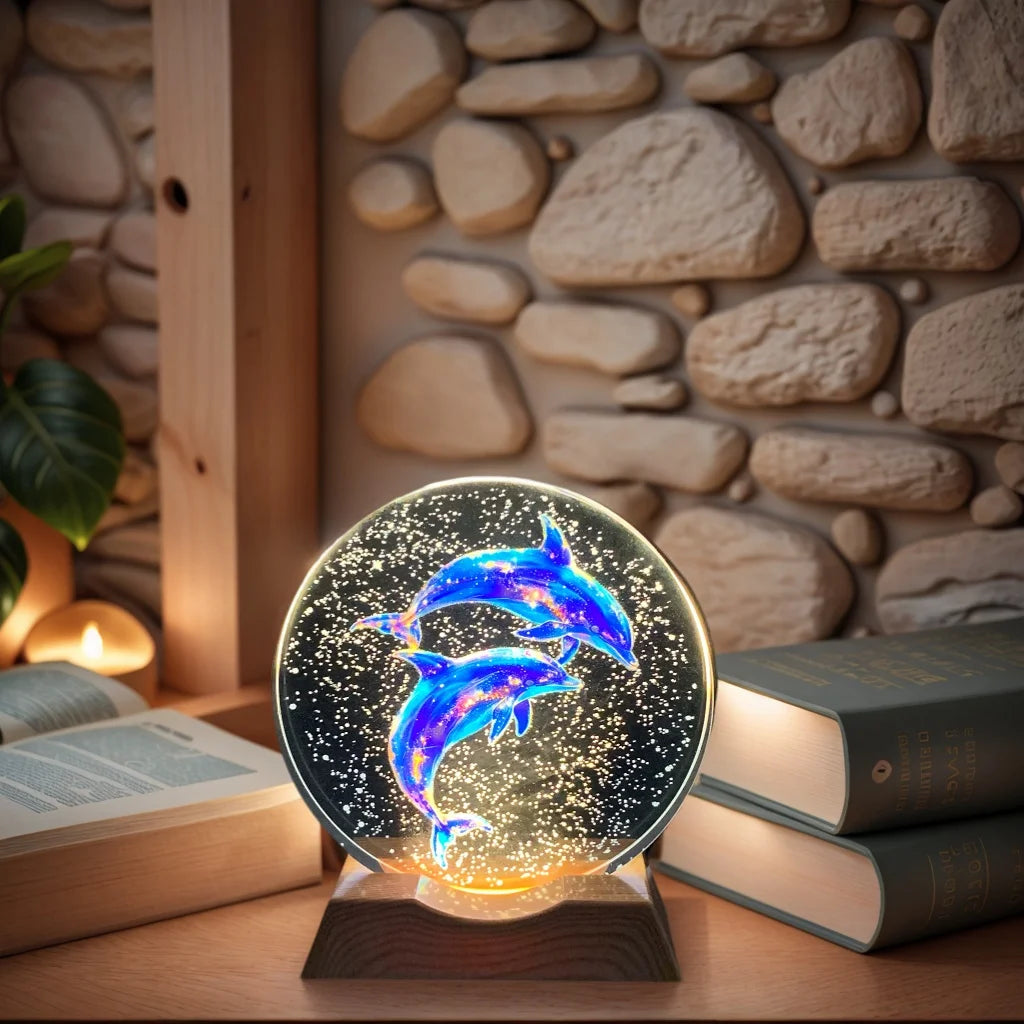 Luz Nocturna Delfín Cristal LED Amor