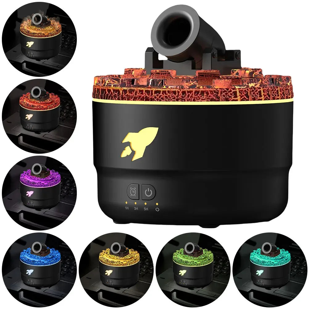 Humidificador Aromático con Luz Volcánica - Difusor Aceites Esenciales Decorativo - zyntrixe