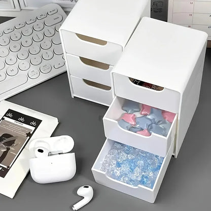 Chic 3-Tier Desk Organizer with Drawers - Ideal for Office Supplies, Jewelry & Cosmetics Storage - Portable Divider Box - zyntrixe