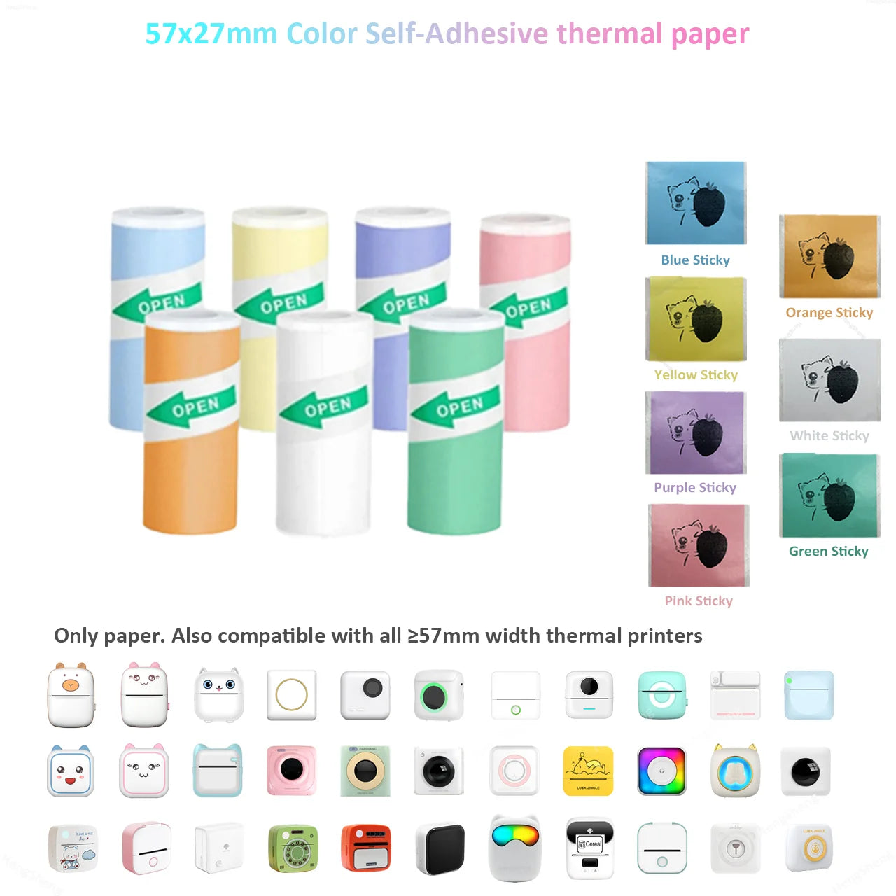 Mini Impresora Térmica Portátil Bluetooth 57mm - Sin Tinta Stickers Fotos DIY - zyntrixe