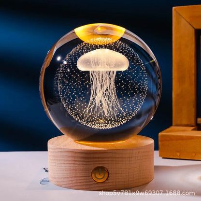 3D Axolotl Laser Engraved Crystal Ball Coloured Night Light,girlfriend Classmate Wife Children Birthday Gift Home Decoration