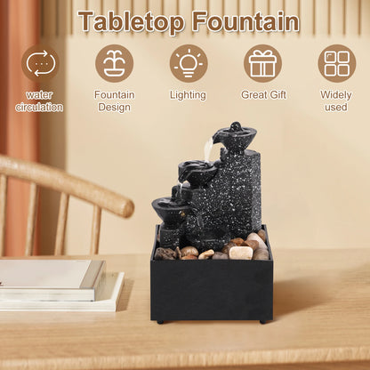 Fuente de Agua Decorativa con Luces LED - Cascada de Mesa para Relajación y Meditación