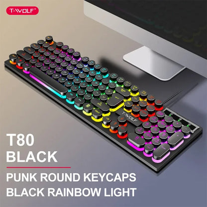Teclado Mecánico Gaming RGB 104 Teclas USB Retroiluminado