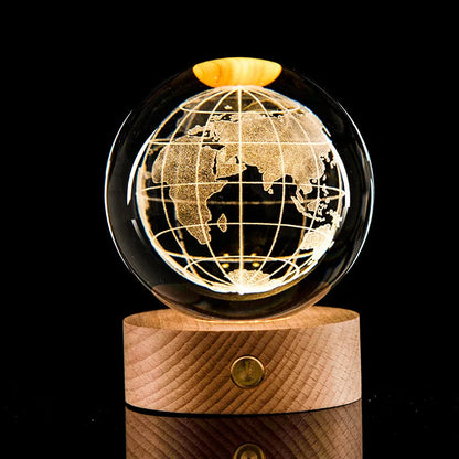 Bola de Cristal 3D Sistema Solar con Luz LED 6cm/8cm - Decoración Astronómica - zyntrixe