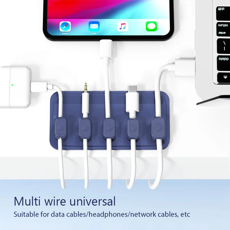 Organizador de Cables Magnético 6 en 1 - Soporte Adhesivo para Escritorio y Ratón - zyntrixe