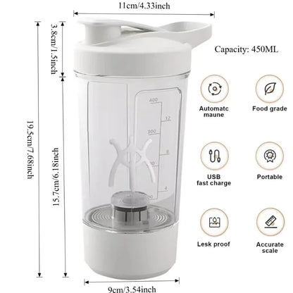 Taza Mezcladora Eléctrica Automática USB - Batidora Portátil 400ml para Proteínas y Batidos - zyntrixe