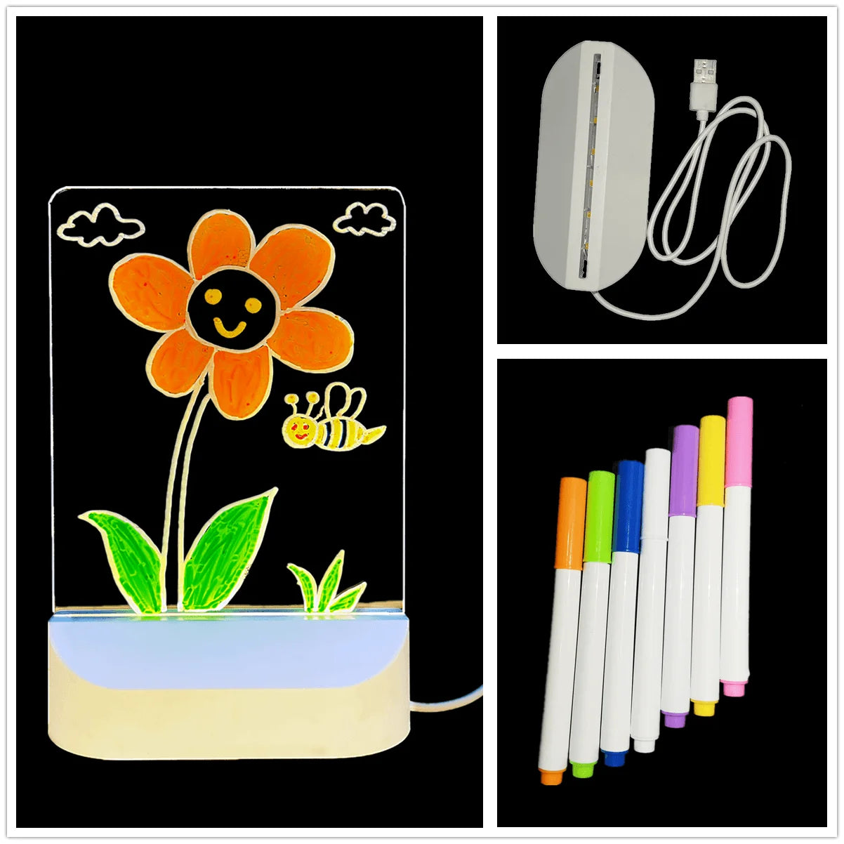 LED Acrylic Message Board - Erasable USB Drawing Board Night Light - zyntrixe