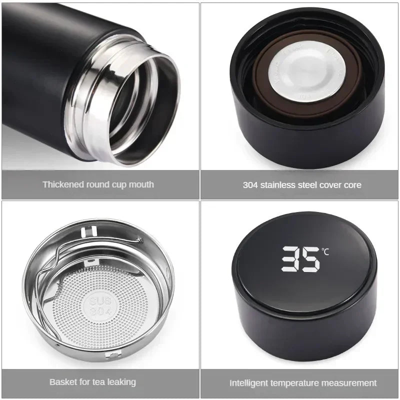 Termo Acero Inoxidable 500ml con Pantalla Digital LED - Botella Térmica Inteligente - zyntrixe
