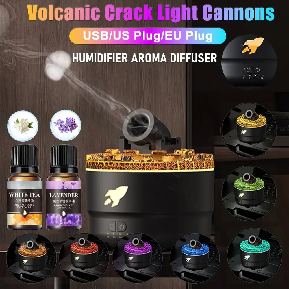 Humidificador Aromático con Luz Volcánica - Difusor Aceites Esenciales Decorativo - zyntrixe