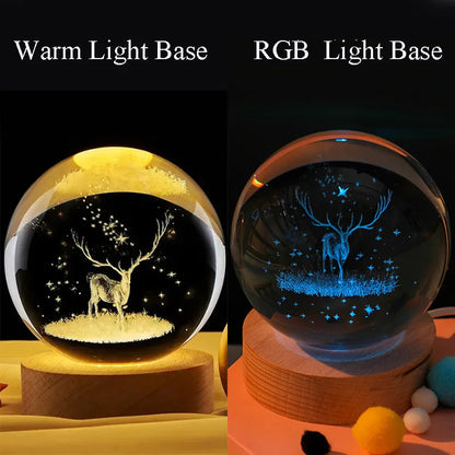 Bola de Cristal 3D con Luz LED - Sistema Solar Grabado con Láser - zyntrixe