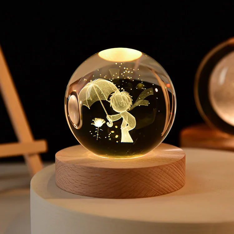 Bola Cristal Luz Nocturna Base USB