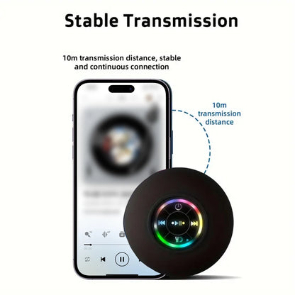 Portable Wireless Bluetooth Speaker IPX4 Waterproof with LED Light - Suction Cup for Bathroom & Outdoor