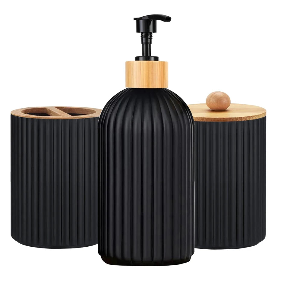 Organizador de Baño 3 en 1 - Dispensador Jabón, Porta Cepillos y Algodones - zyntrixe