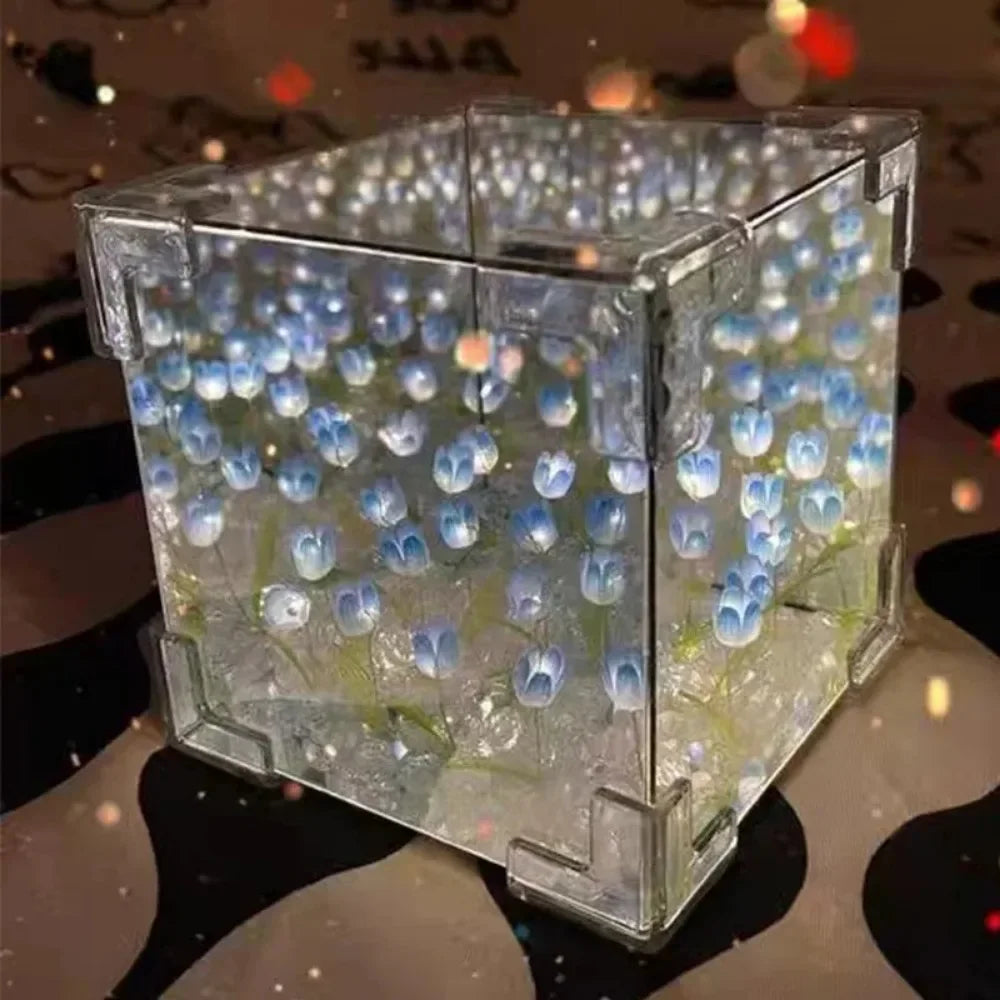Kit DIY Lámpara Nocturna Tulipanes 3D en Cubo - Regalo Romántico Creativo - zyntrixe