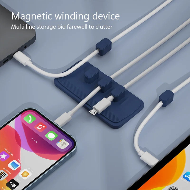Organizador de Cables Magnético 6 en 1 - Soporte Adhesivo para Escritorio y Ratón - zyntrixe