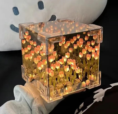 Kit DIY Lámpara Nocturna Tulipanes 3D en Cubo - Regalo Romántico Creativo - zyntrixe