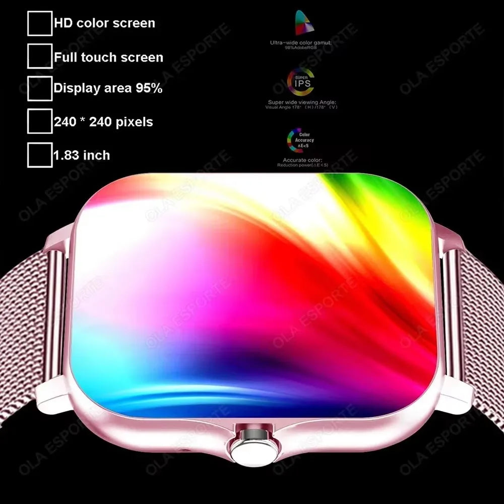 1.83'' Waterproof Smart Watch with Message Answer Call Sleep Monitoring Sports Pedometer Information Alerts For iPhone Android - zyntrixe