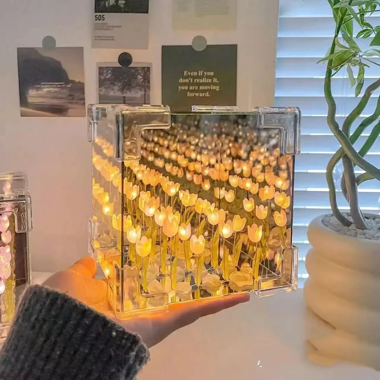 Kit DIY Lámpara Nocturna Tulipanes 3D en Cubo - Regalo Romántico Creativo - zyntrixe