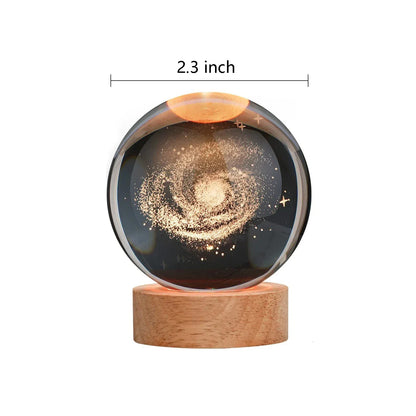 Bola de Cristal 3D con Luz LED - Sistema Solar Grabado con Láser - zyntrixe