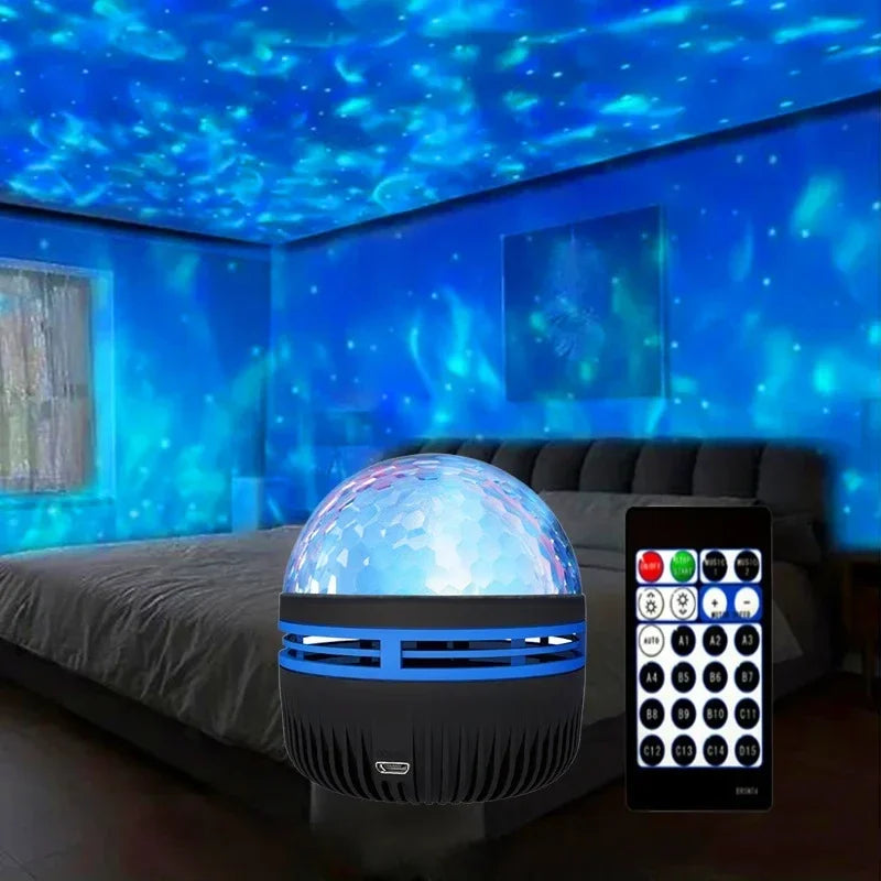 LED Starry Night Sky Projector Aurora USB Remote Control RGB Galaxy Light 7 Modes for Home Bedroom Game Room Party Decoration - zyntrixe