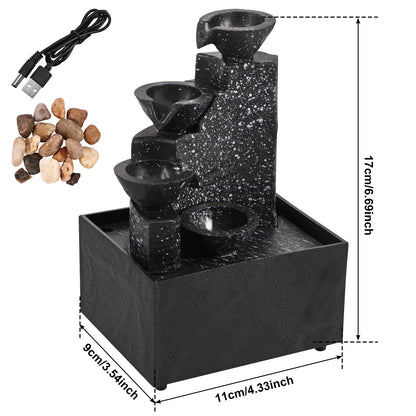 Fuente de Agua Decorativa con Luces LED - Cascada de Mesa para Relajación y Meditación