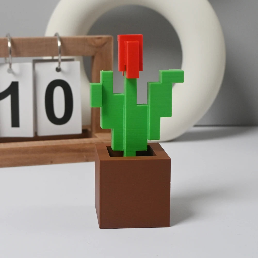 Rosa Pixel 3D Impresa - Decoración Dormitorio Plástico Duradero