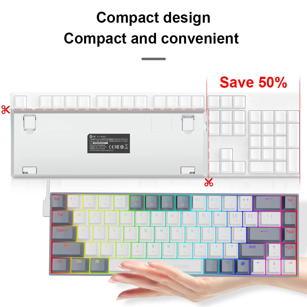 E-YOOSO Z686 RGB Mechanical Gaming Keyboard - 68 Keys - Hot Swap Red Switch - zyntrixe