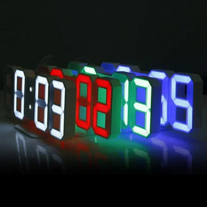 Reloj Despertador Digital LED 3D - Alarma Pared Temperatura Fecha Hogar Oficina - zyntrixe