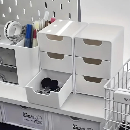 Chic 3-Tier Desk Organizer with Drawers - Ideal for Office Supplies, Jewelry & Cosmetics Storage - Portable Divider Box - zyntrixe