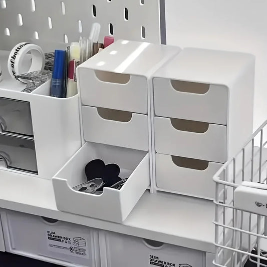 Chic 3-Tier Desk Organizer with Drawers - Ideal for Office Supplies, Jewelry & Cosmetics Storage - Portable Divider Box - zyntrixe