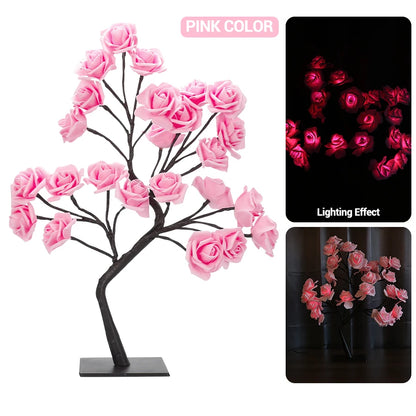 Lámpara Árbol Rosas LED USB Romántica