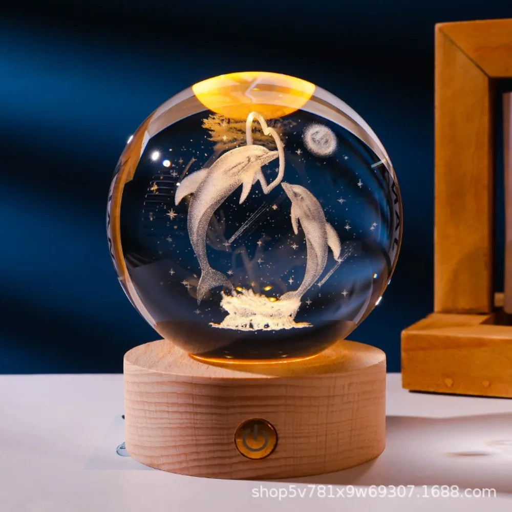 3D Axolotl Laser Engraved Crystal Ball Coloured Night Light,girlfriend Classmate Wife Children Birthday Gift Home Decoration