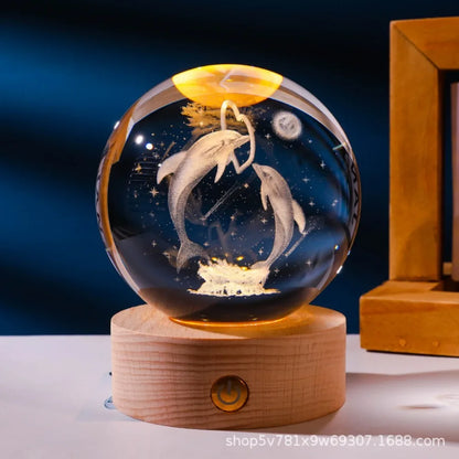3D Axolotl Laser Engraved Crystal Ball Coloured Night Light,girlfriend Classmate Wife Children Birthday Gift Home Decoration