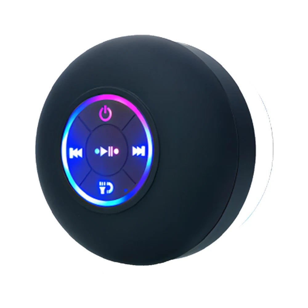 Portable Wireless Bluetooth Speaker IPX4 Waterproof with LED Light - Suction Cup for Bathroom & Outdoor
