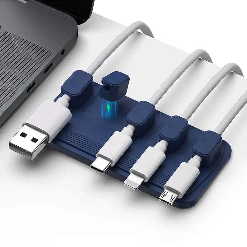 Organizador de Cables Magnético 6 en 1 - Soporte Adhesivo para Escritorio y Ratón - zyntrixe