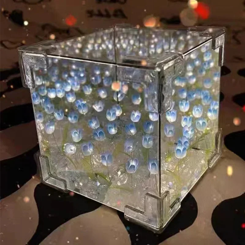 Kit DIY Lámpara Nocturna Tulipanes 3D en Cubo - Regalo Romántico Creativo - zyntrixe