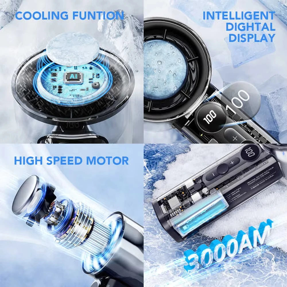Mini Ventilador Portátil USB 3000mAh Recargable