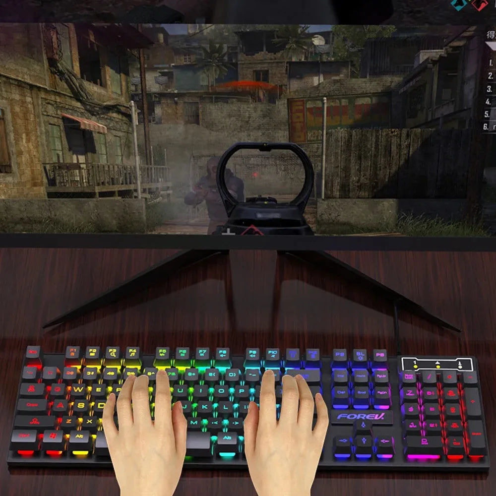 USB Wired RGB Gaming Keyboard - 104 Keys Mechanical Feel - zyntrixe
