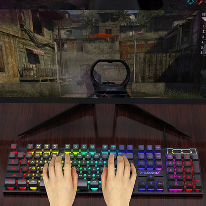 USB Wired RGB Gaming Keyboard - 104 Keys Mechanical Feel - zyntrixe