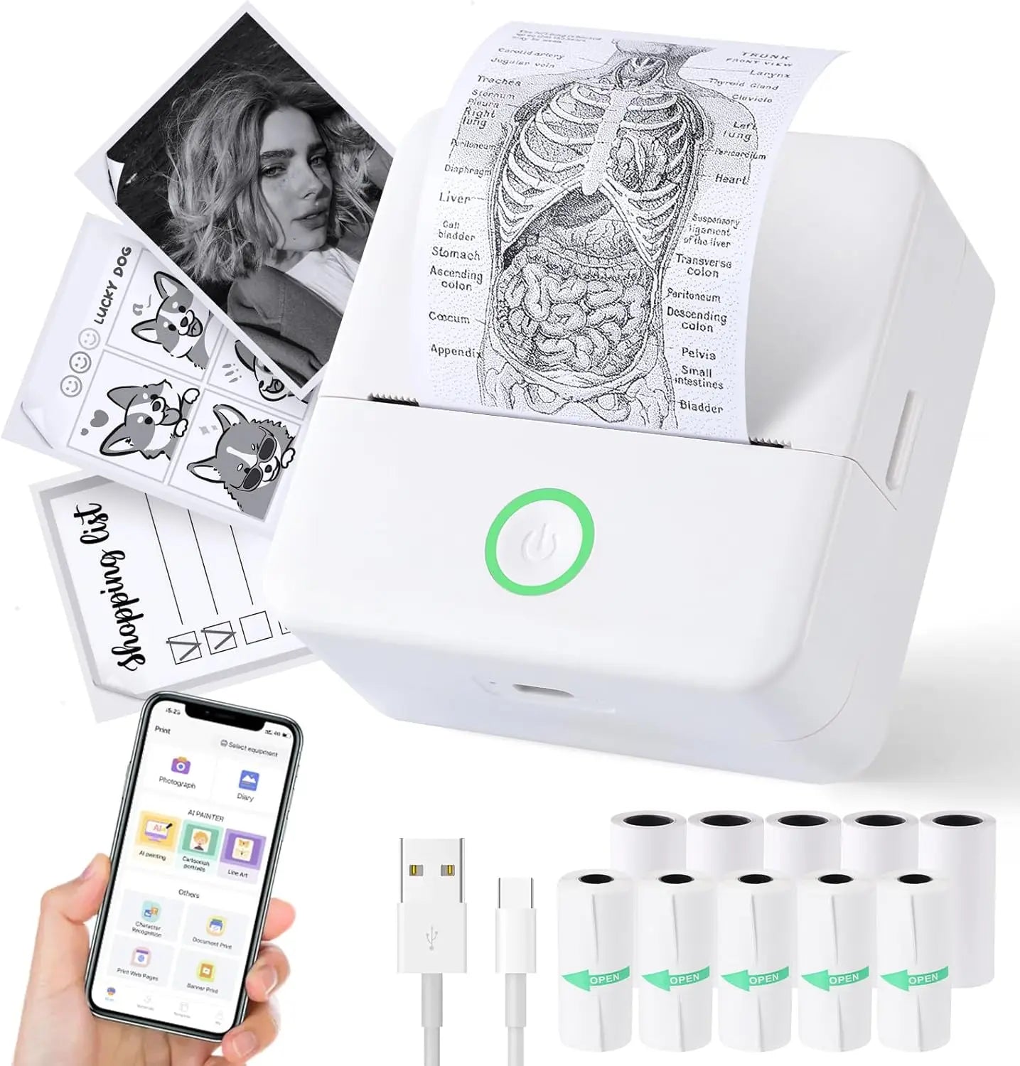 Mini Impresora Térmica Portátil Bluetooth 57mm - Sin Tinta Stickers Fotos DIY - zyntrixe