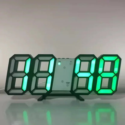 Reloj Despertador Digital LED 3D - Alarma Pared Temperatura Fecha Hogar Oficina - zyntrixe