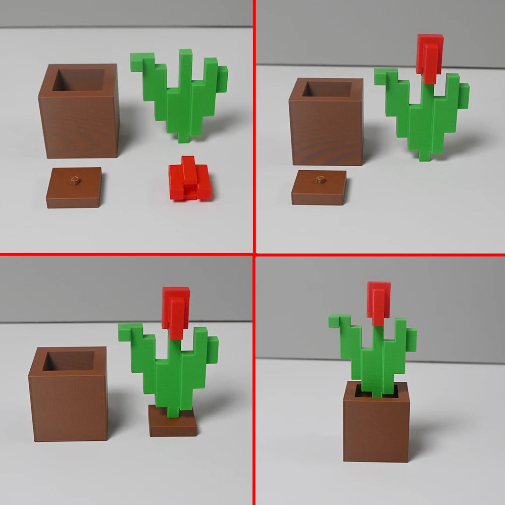 Rosa Pixel 3D Impresa - Decoración Dormitorio Plástico Duradero