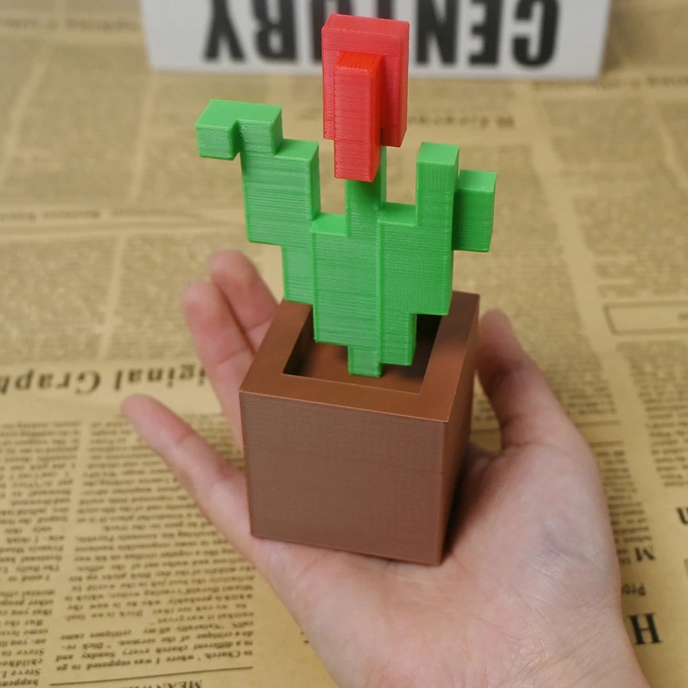 Rosa Pixel 3D Impresa - Decoración Dormitorio Plástico Duradero