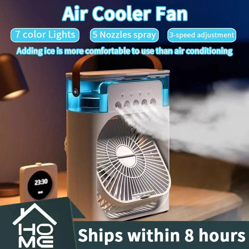 Ventilador 3 en 1 con Aire Acondicionado - Mini Enfriador Humidificador Luz LED - zyntrixe