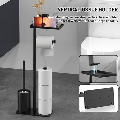 Floor standing roll paper holder, toilet paper holder, roll paper holder with bracket, bathroom hygiene brush holder - zyntrixe