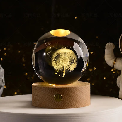 Bola Cristal Grabado Láser Base LED