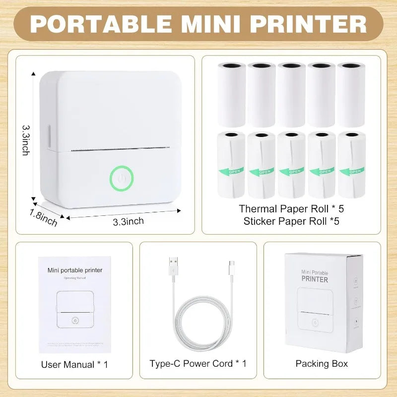 Mini Impresora Térmica Portátil Bluetooth 57mm - Sin Tinta Stickers Fotos DIY - zyntrixe
