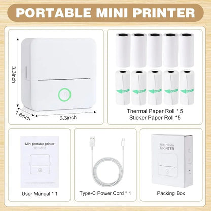 Mini Impresora Térmica Portátil Bluetooth 57mm - Sin Tinta Stickers Fotos DIY - zyntrixe